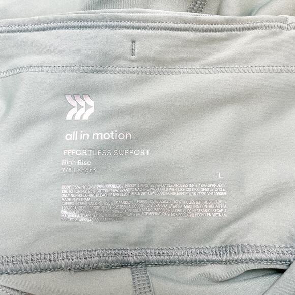 All In Motion Effortless Support High Rise Pocketed 7/8 Leggings Sage Green L - Picture 5 of 5